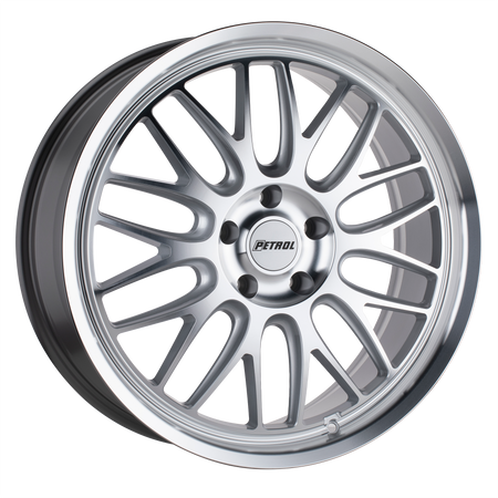 Petrol P4C – 17X8 – 5X115 – 40 mm – SILVER W/ MACHINED FACE & LIP