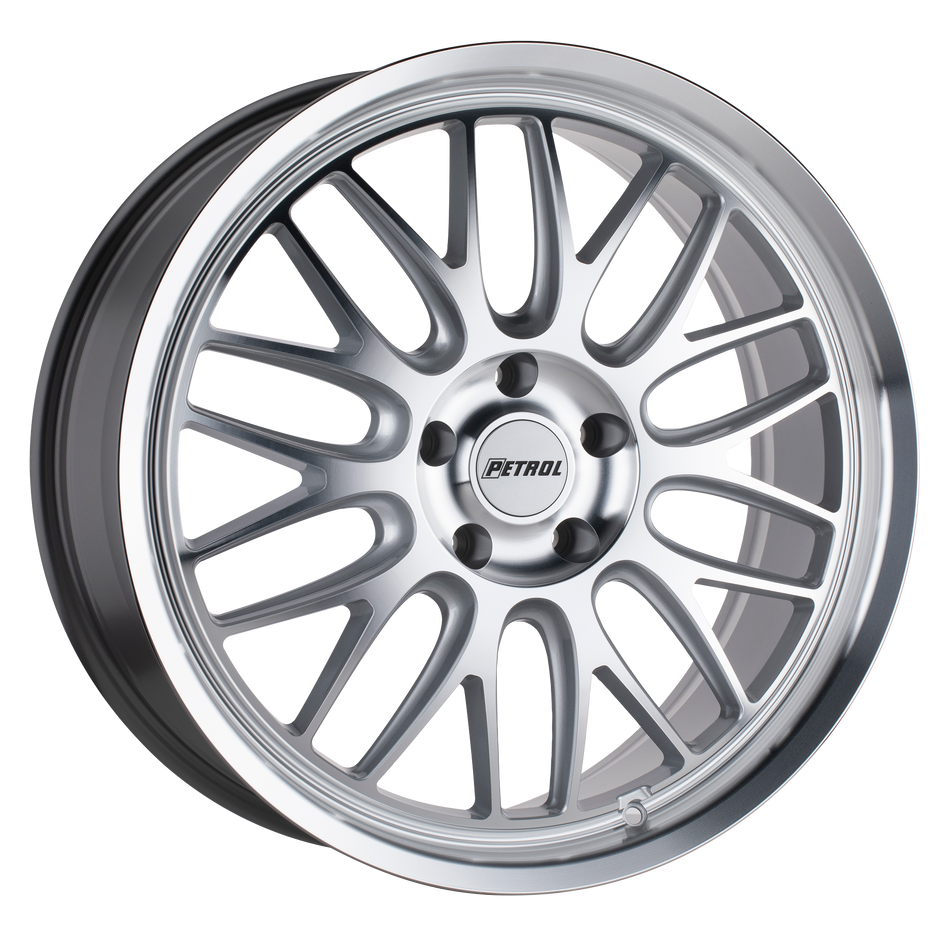 Petrol P4C – 17X8 – 5X114.3 – 40 mm – SILVER W/ MACHINED FACE & LIP