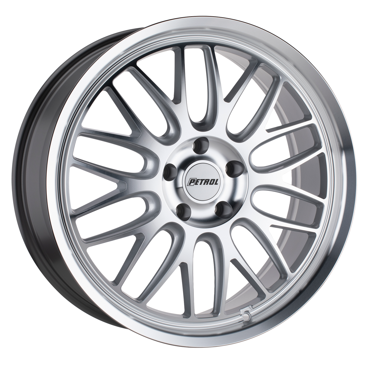 Petrol P4C – 17X8 – 5X110 – 40 mm – SILVER W/ MACHINED FACE & LIP