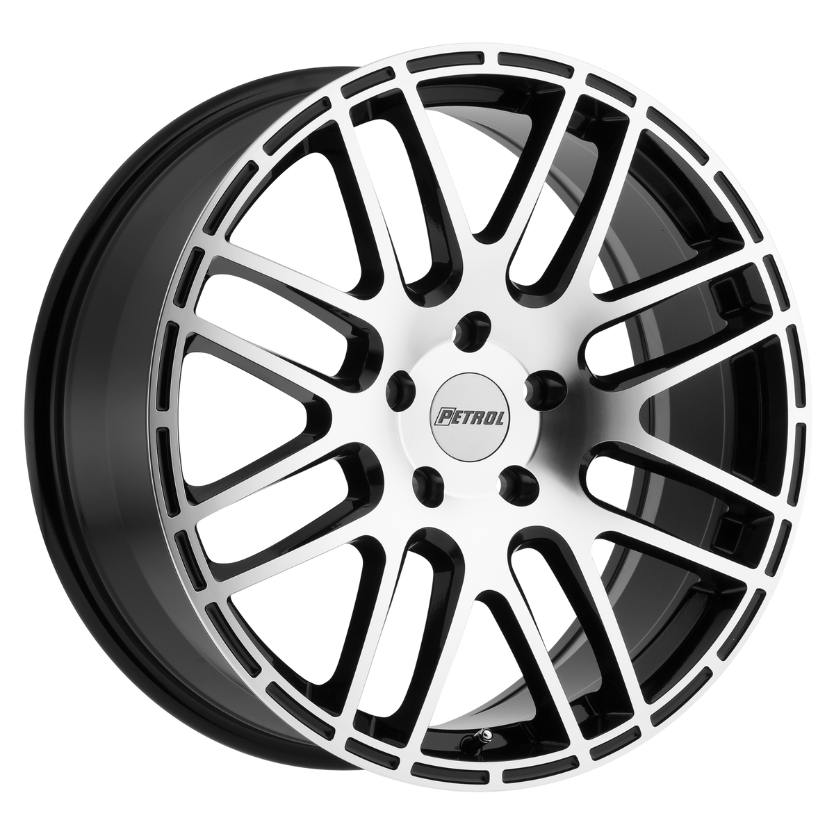 Petrol P6A – 18X8 – 5X100 – 35 mm – GLOSS BLACK W/ MACH CUT FACE
