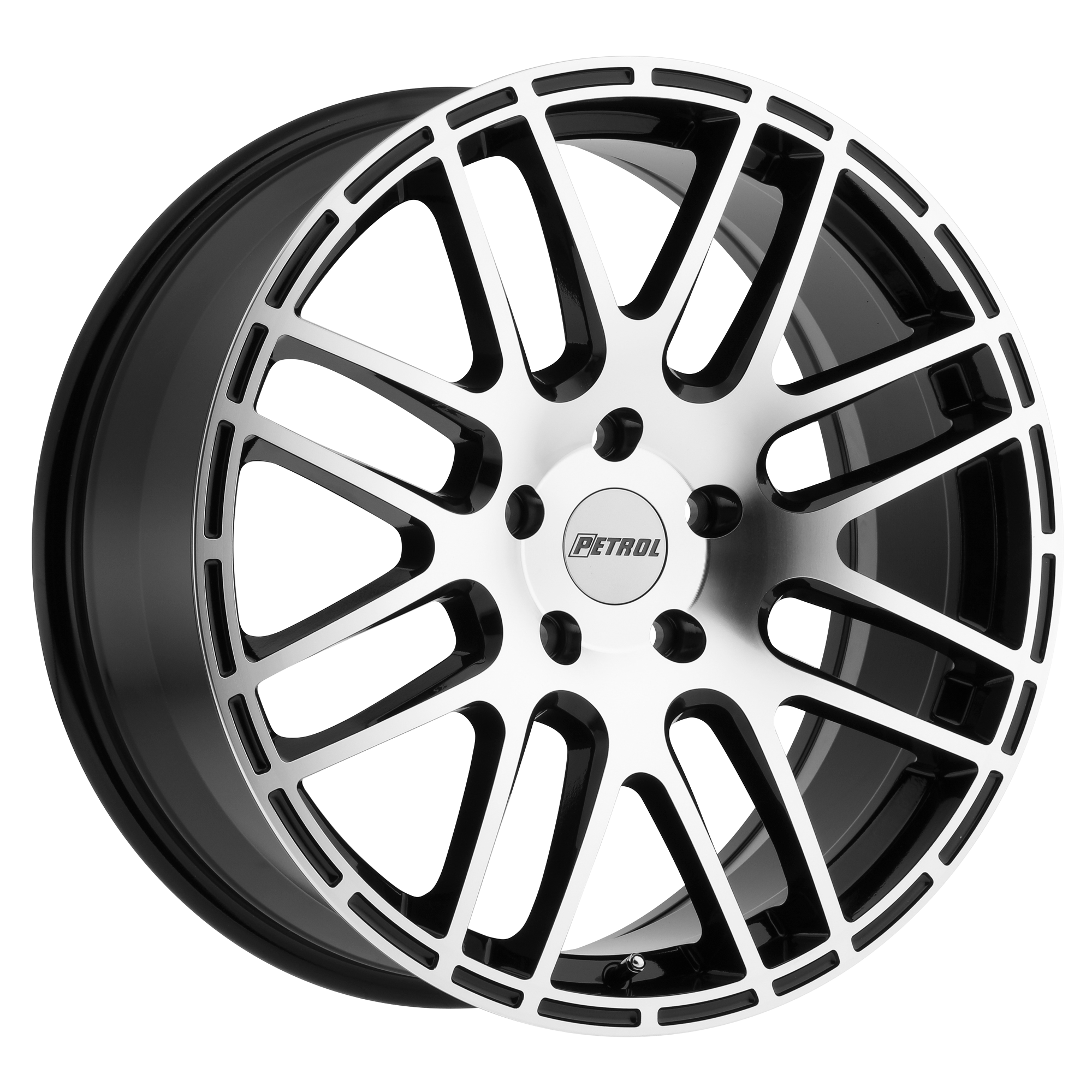 Petrol P6A – 18X8 – 5X100 – 35 mm – GLOSS BLACK W/ MACH CUT FACE