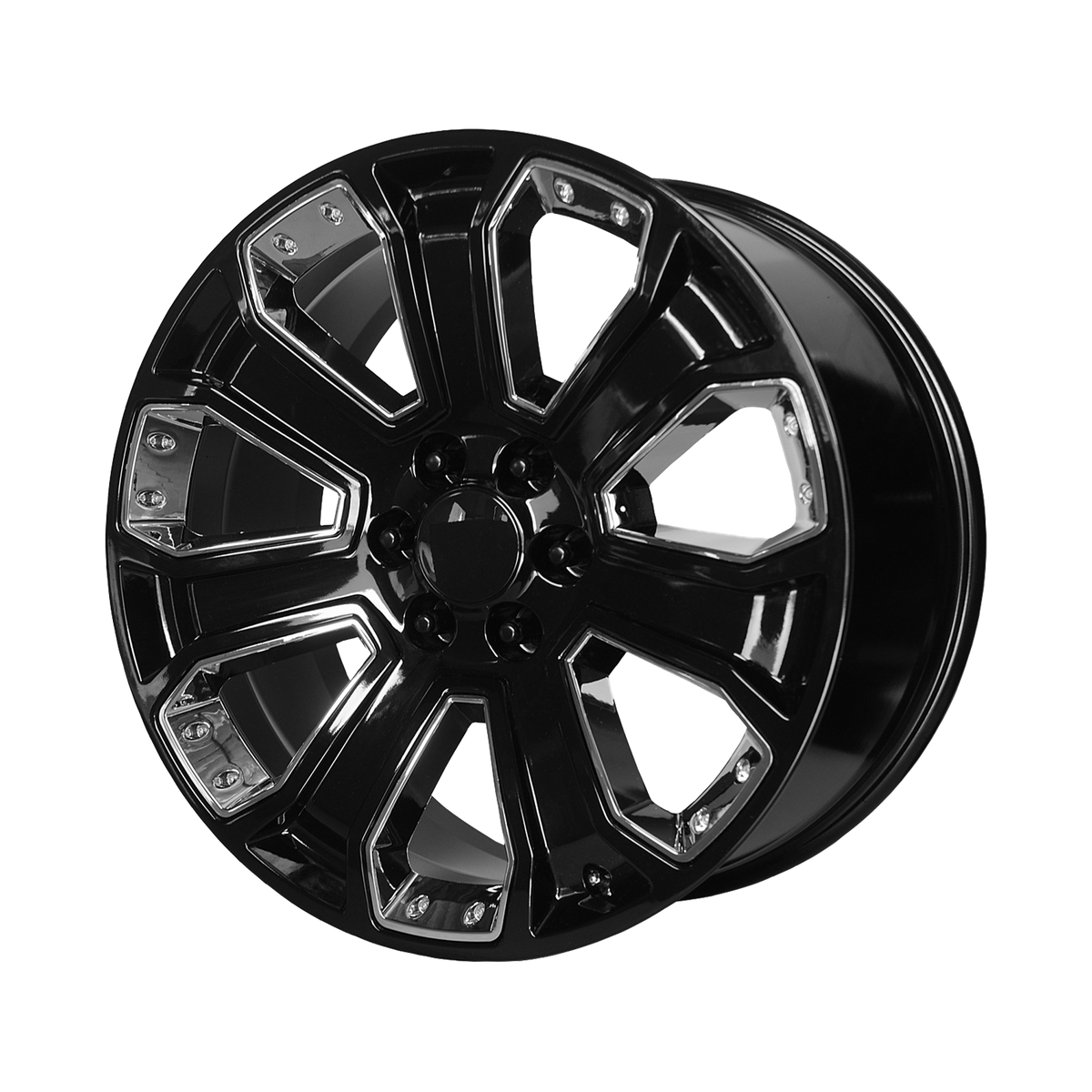 Performance Replicas PR113 – 22X9 – 6X139.7 – 24 mm – GLOSS BLACK W/ CHROME ACCENTS