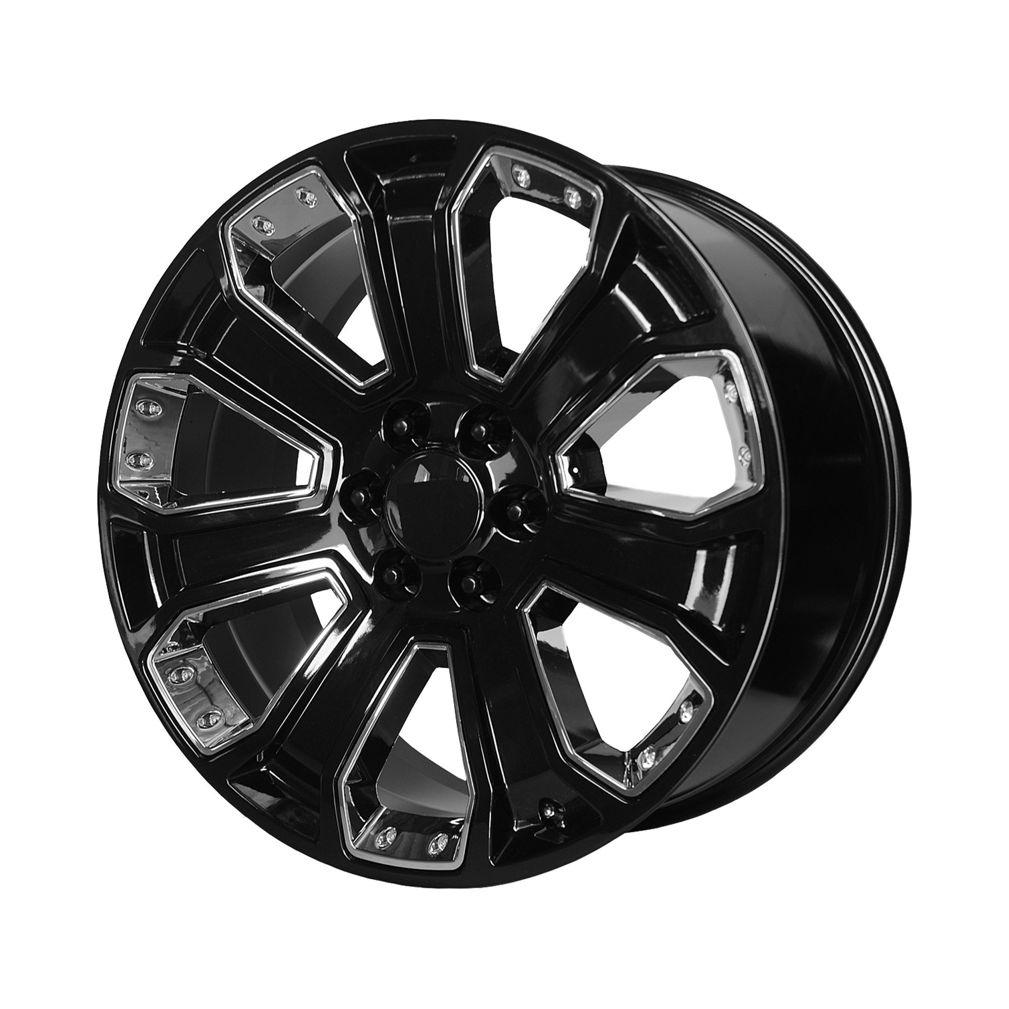 Performance Replicas PR113 – 22X9 – 6X139.7 – 24 mm – GLOSS BLACK W/ CHROME ACCENTS
