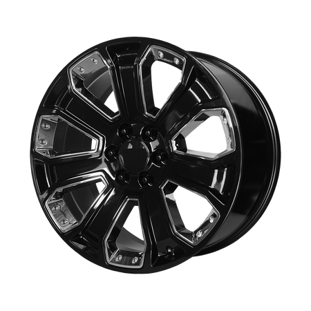 Performance Replicas PR113 – 22X9 – 6X139.7 – 24 mm – GLOSS BLACK W/ CHROME ACCENTS