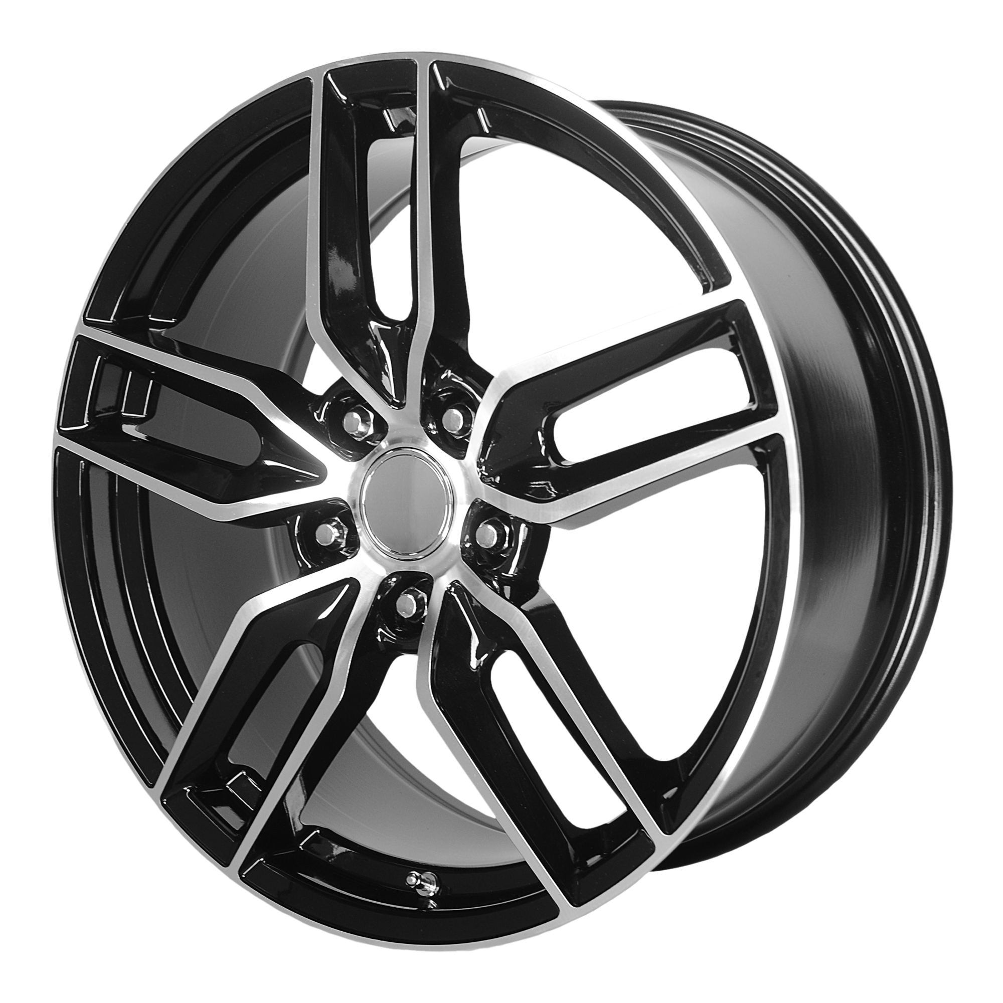 Performance Replicas PR160 – 20X10 – 5X120.65 – 79 mm – GLOSS BLACK W/ MACHINED SPOKES