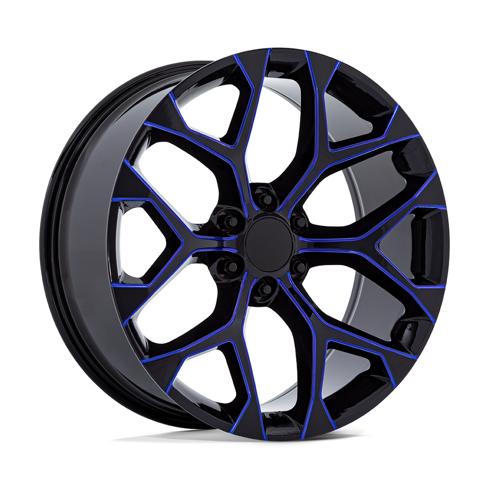 Performance Replicas PR176 – 24X10 – 6X139.7 – 24 mm – GLOSS BLACK MACHINED BLUE MILL