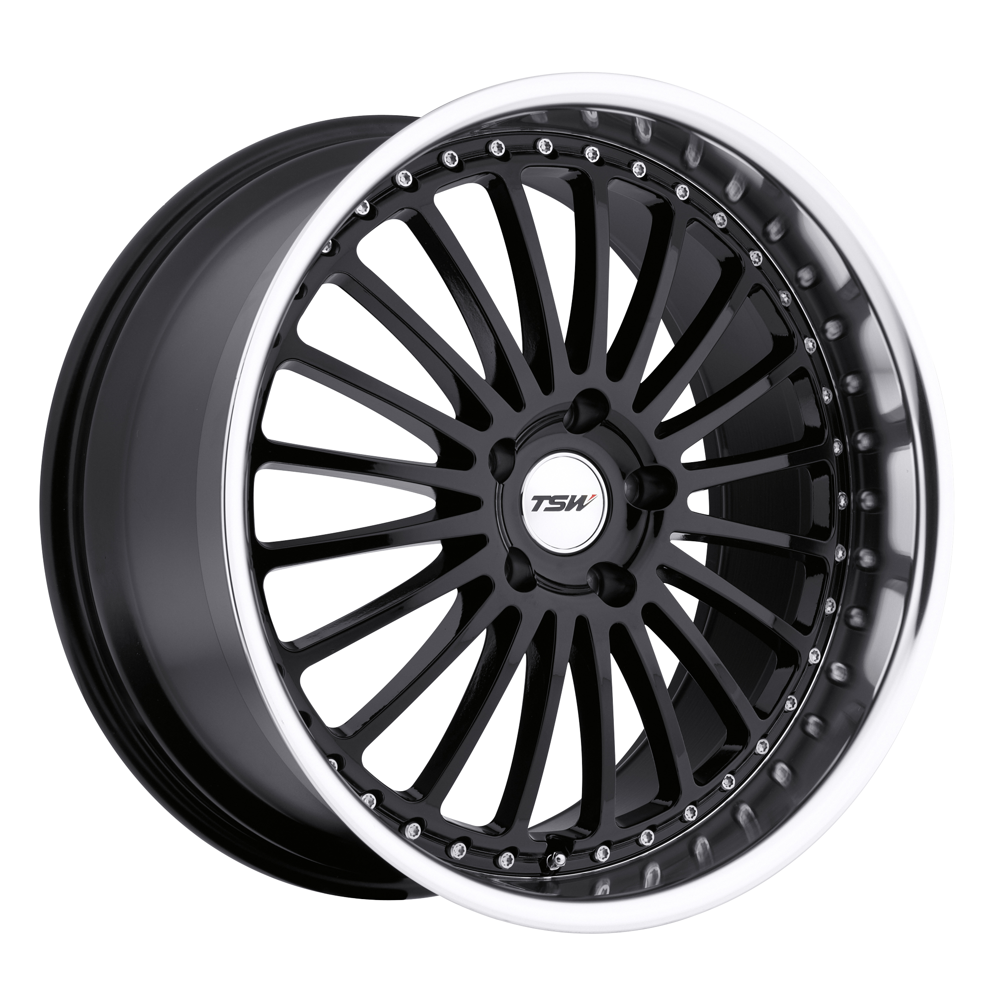TSW SILVERSTONE – 17X8 – 5X110 – 40 mm – GLOSS BLACK W/ MIRROR CUT LIP