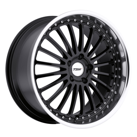 TSW SILVERSTONE – 19X8 – 5X112 – 45 mm – GLOSS BLACK W/ MIRROR CUT LIP