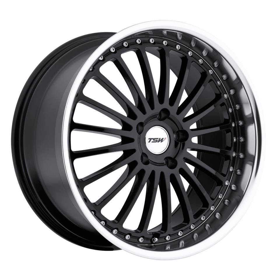 TSW SILVERSTONE – 19X8 – 5X112 – 45 mm – GLOSS BLACK W/ MIRROR CUT LIP