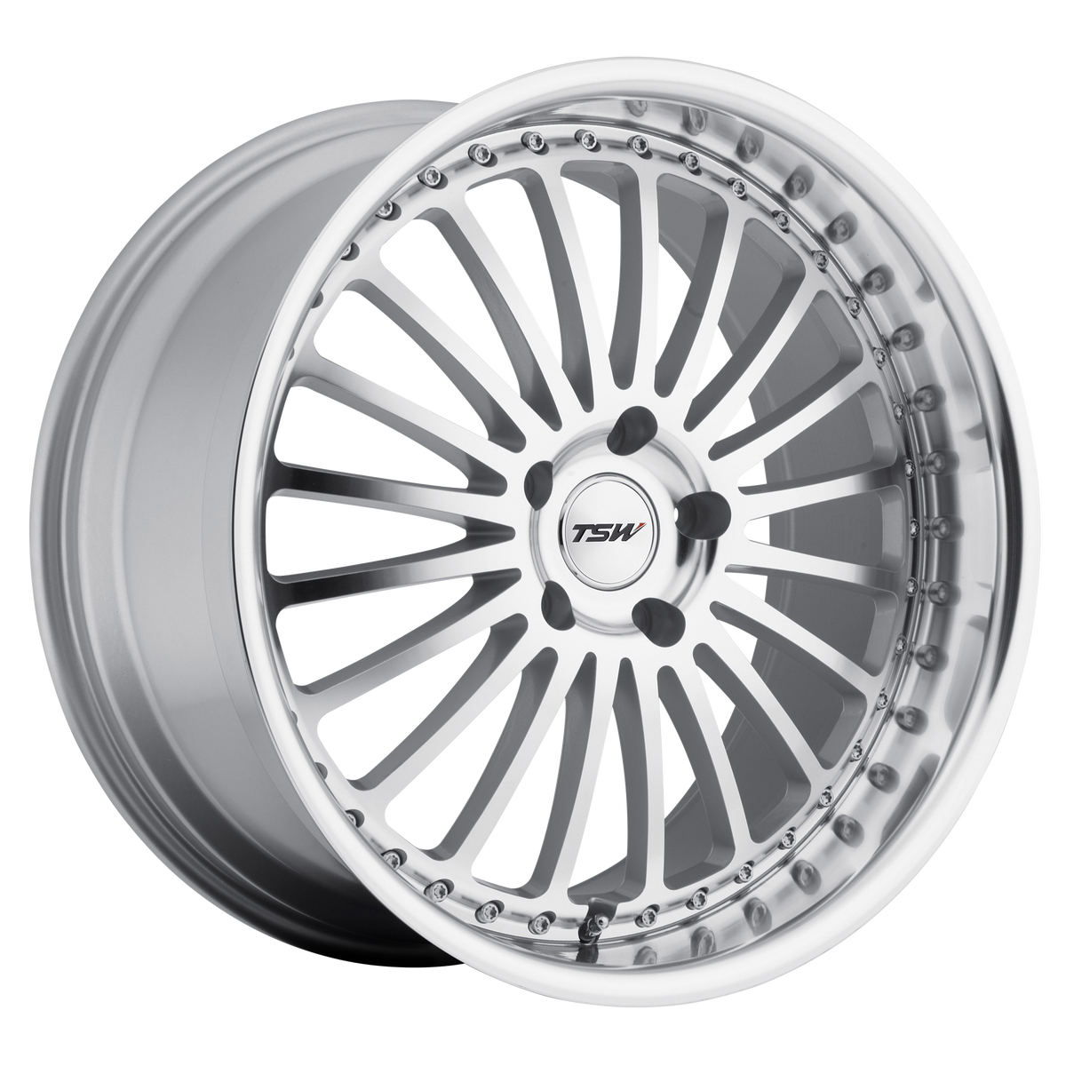 TSW SILVERSTONE – 20X8.5 – 5X108 – 40 mm – SILVER MIRROR CUT FACE & LIP