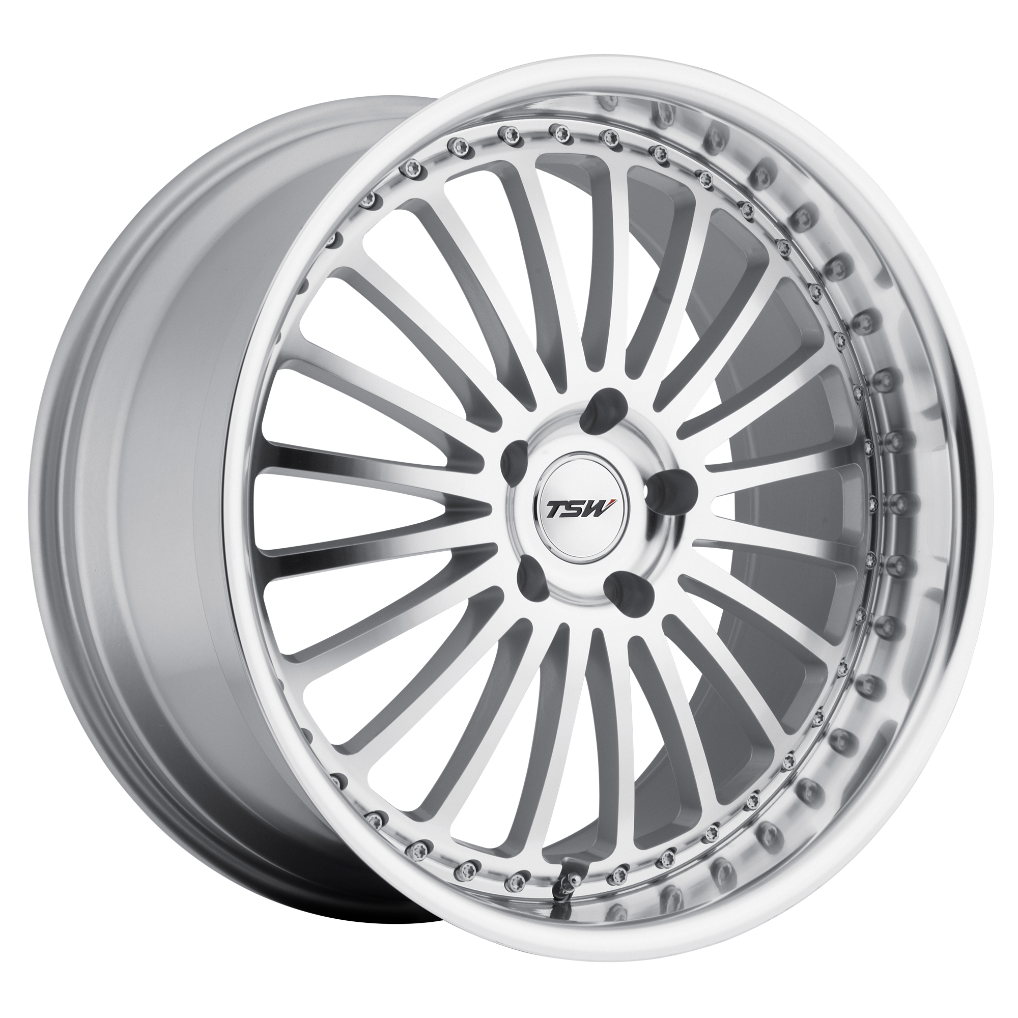 TSW SILVERSTONE – 20X8.5 – 5X108 – 40 mm – SILVER MIRROR CUT FACE & LIP