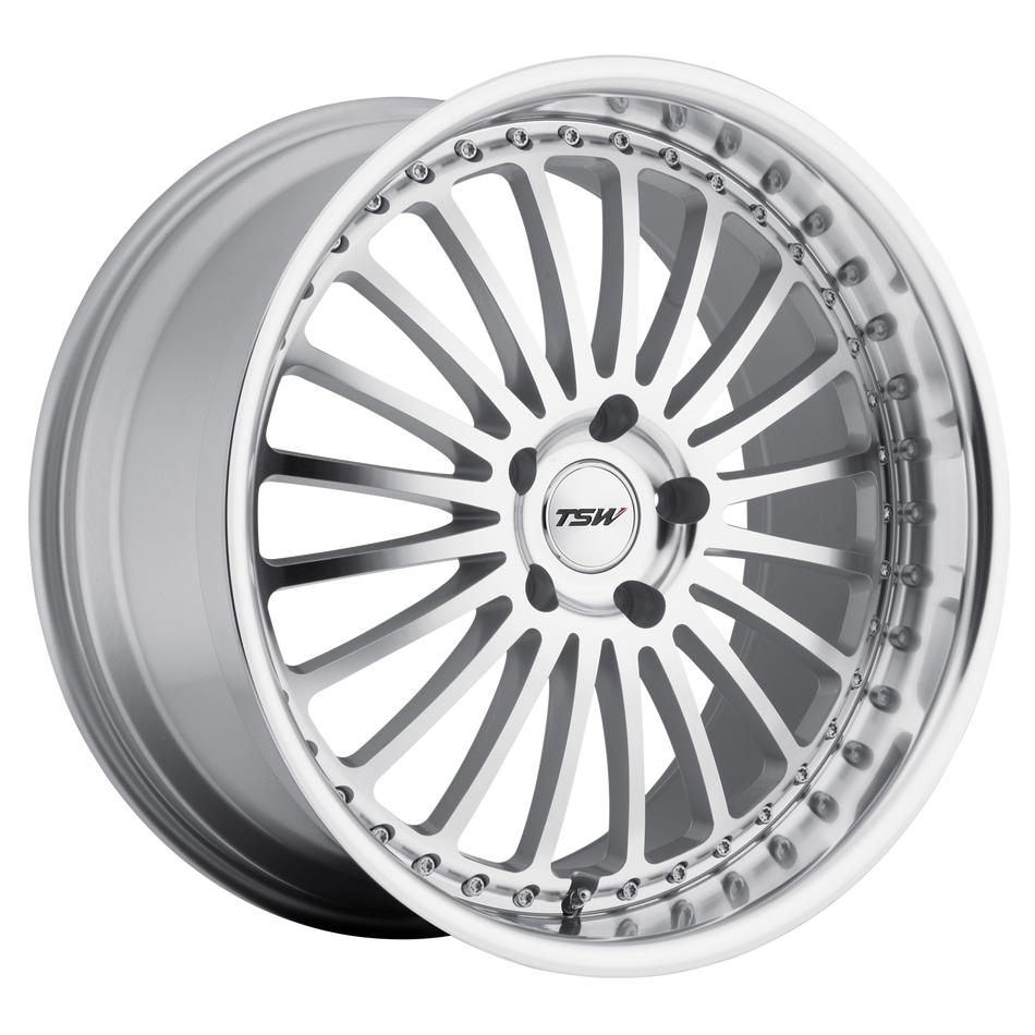 TSW SILVERSTONE – 20X8.5 – 5X108 – 40 mm – SILVER MIRROR CUT FACE & LIP