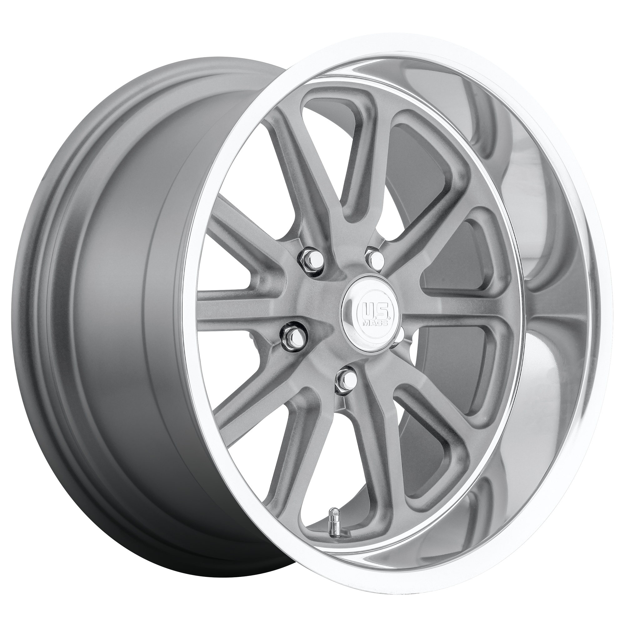 US Mag 1PC U111 RAMBLER – 20X8 – 5X127 – 1 mm – TEXTURED GRAY W/ DC LIP