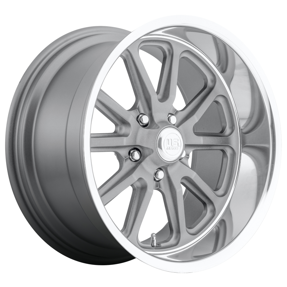 US Mag 1PC U111 RAMBLER – 18X8 – 5X114.3 – 1 mm – TEXTURED GRAY W/ DC LIP