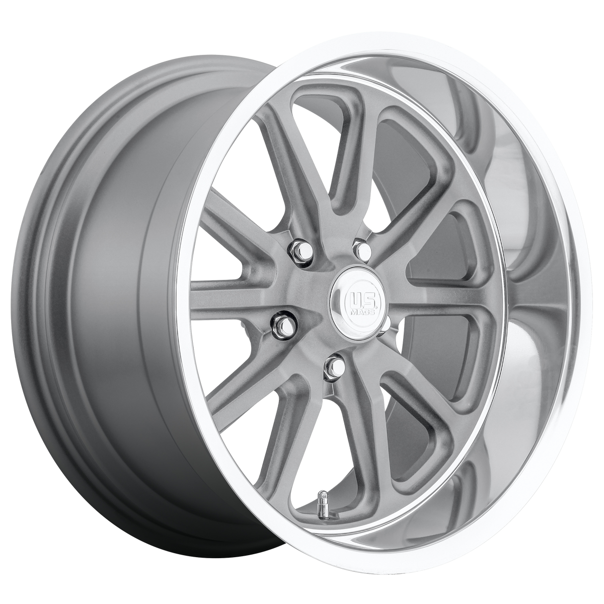 US Mag 1PC U111 RAMBLER – 17X8 – 5X120.65 – 1 mm – TEXTURED GRAY W/ DC LIP