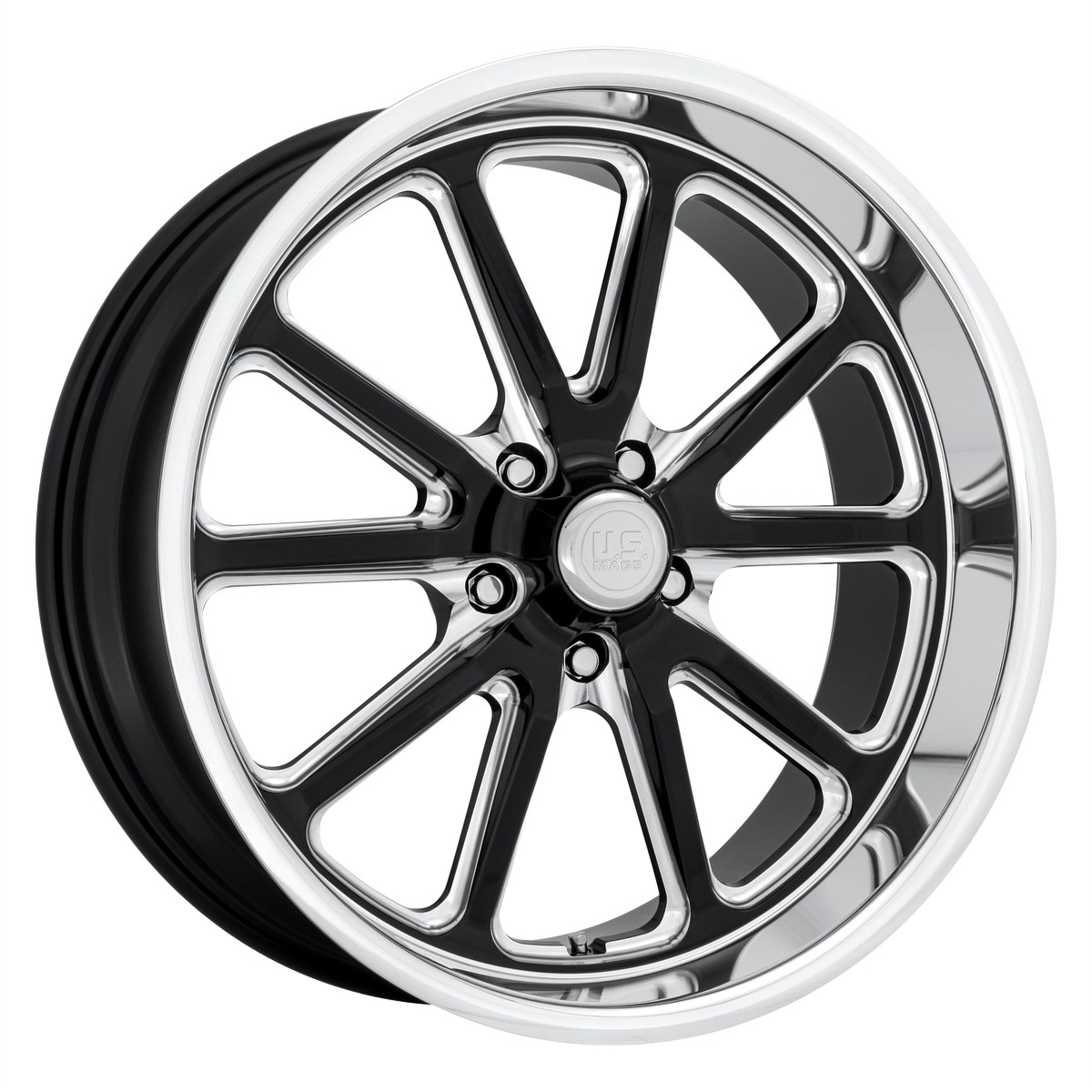 US Mag 1PC U117 RAMBLER – 20X9.5 – 5X120.65 – 1 mm – GLOSS BLACK MILLED