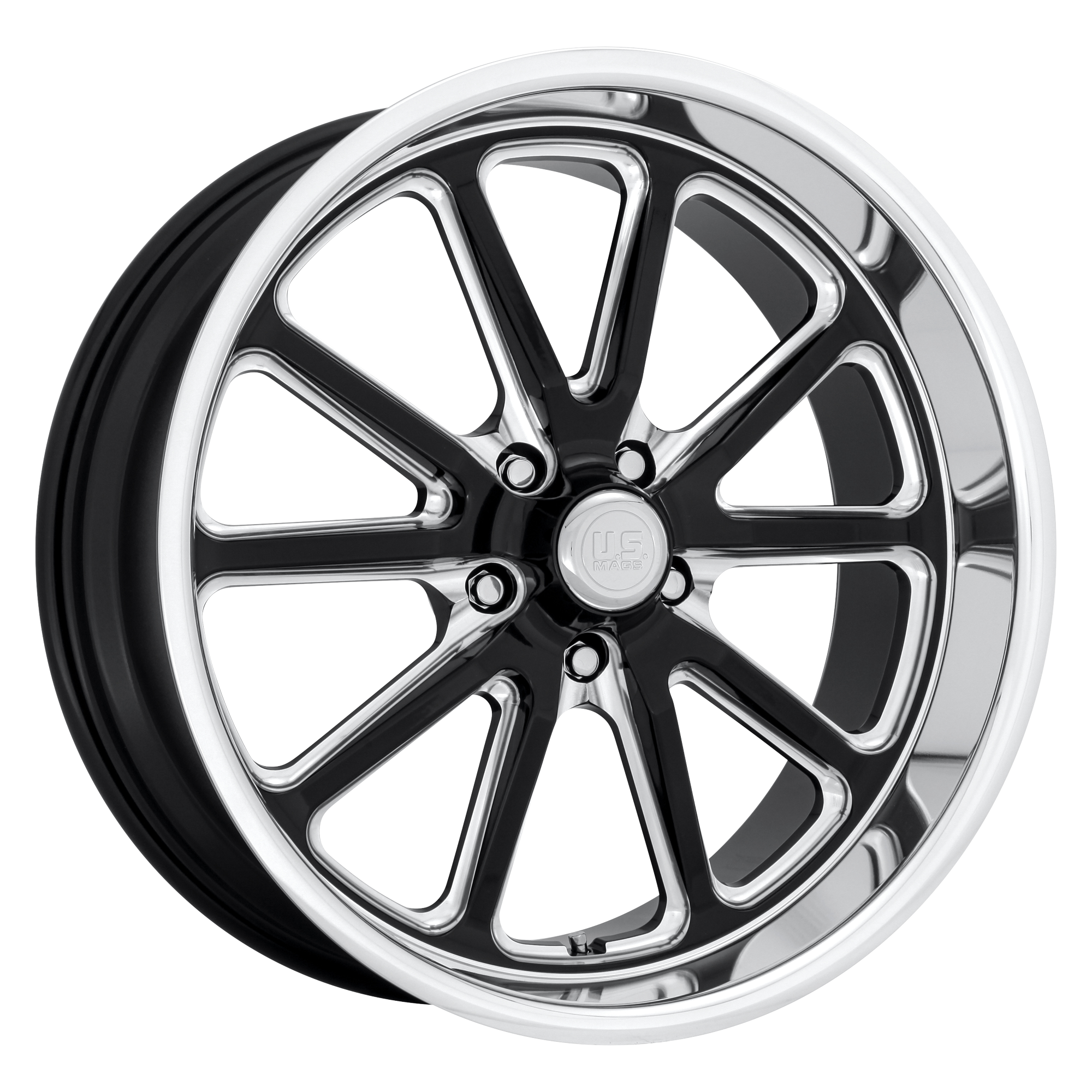 US Mag 1PC U117 RAMBLER – 20X8 – 5X127 – 1 mm – GLOSS BLACK MILLED
