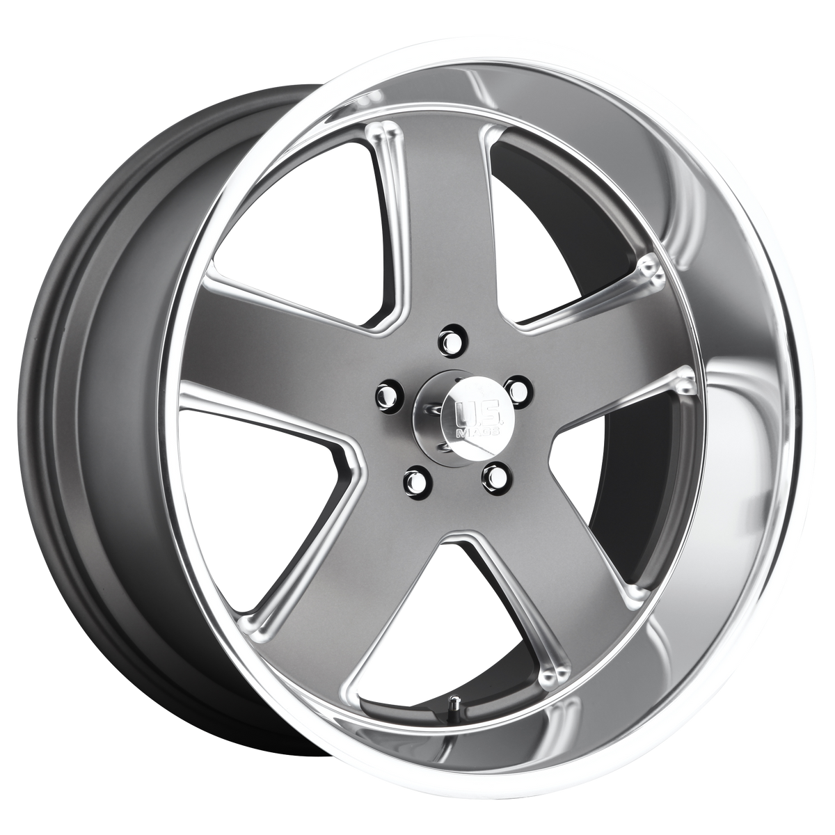 US Mag 1PC U118 HUSTLER – 20X8 – 5X127 – 1 mm – MATTE GUN METAL