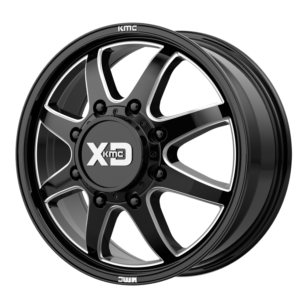 XD XD845 PIKE DUALLY – 22X8.25 – 8X165.1 – 105 mm – GLOSS BLACK MILLED - FRONT