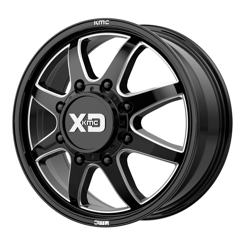 XD XD845 PIKE DUALLY – 22X8.25 – 8X165.1 – 105 mm – GLOSS BLACK MILLED - FRONT