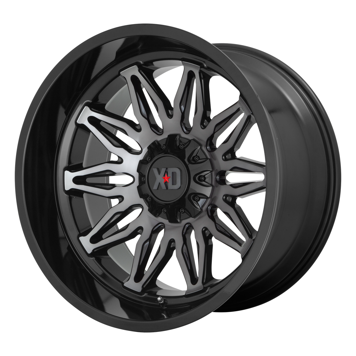 XD XD859 GUNNER – 20X10 – 6X135/6X139.7 – -18 mm – GLOSS BLACK MACH W/ GRAY TINT