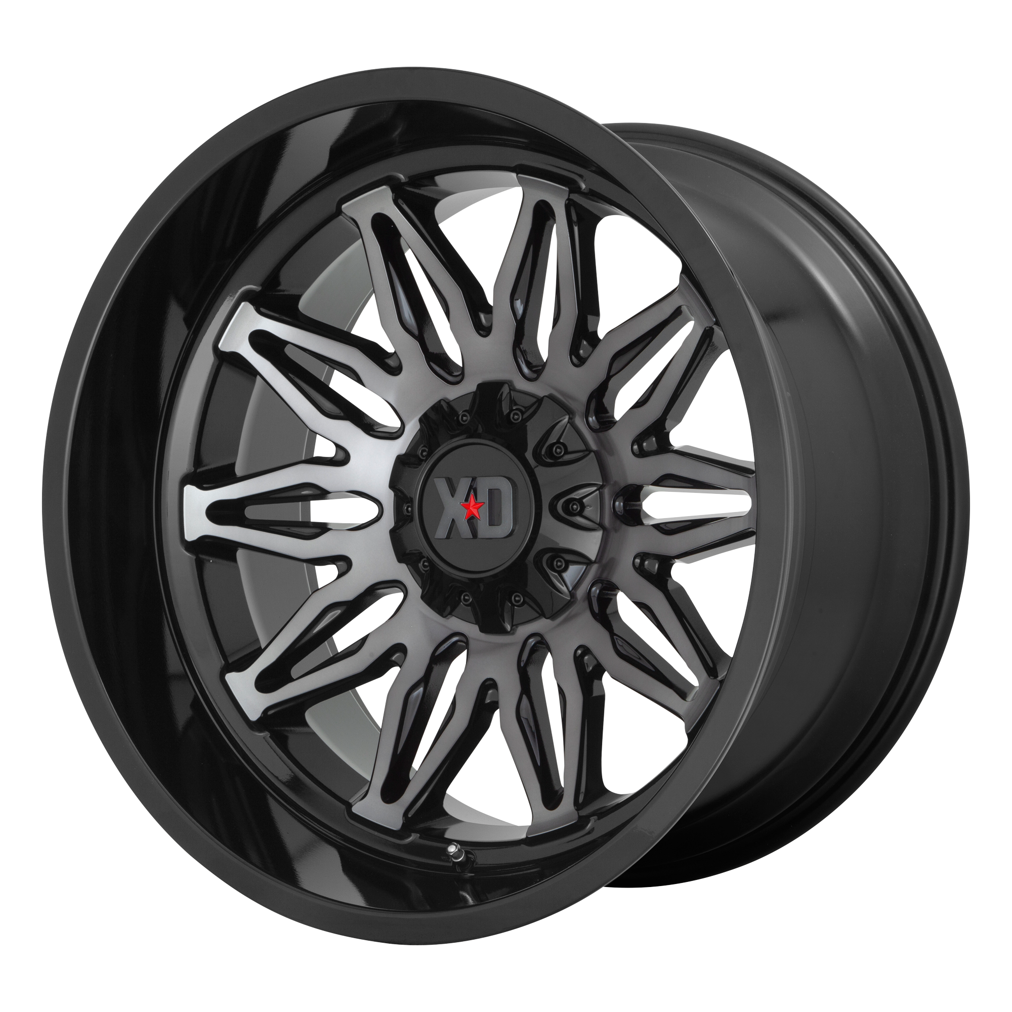XD XD859 GUNNER – 20X10 – 6X135/6X139.7 – -18 mm – GLOSS BLACK MACH W/ GRAY TINT