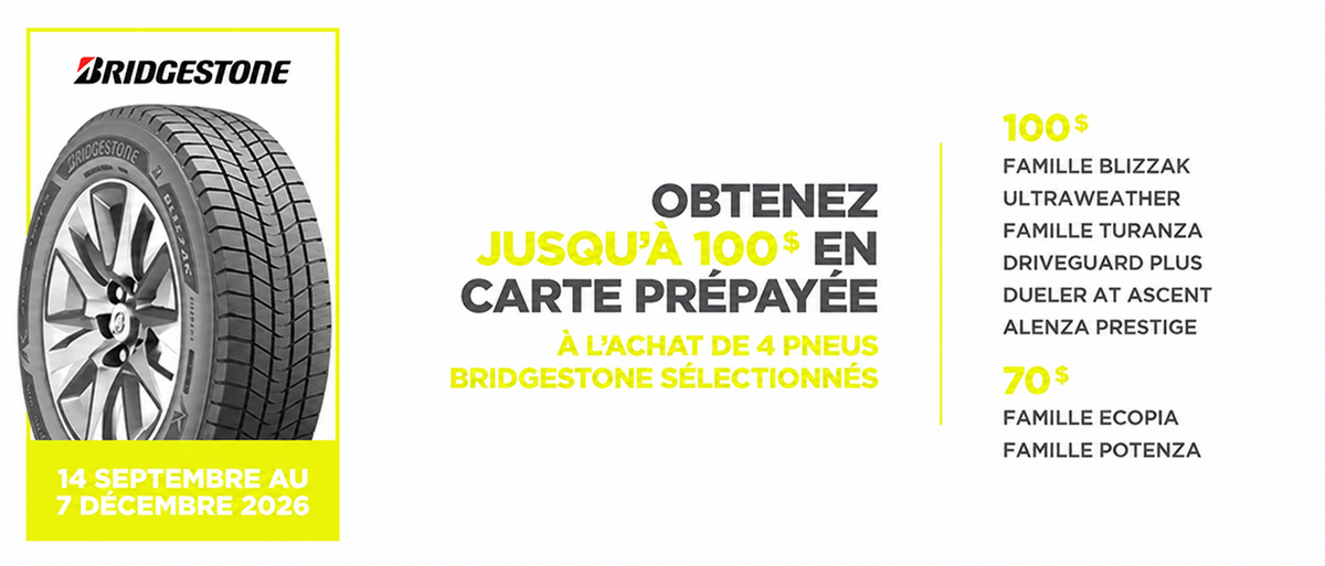 Rabais postal Bridgestone 2026