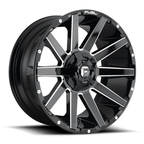 Fuel 1PC D615 CONTRA – 20X9 – 5X114.3/5X127 – 1 mm – GLOSS BLACK MILLED