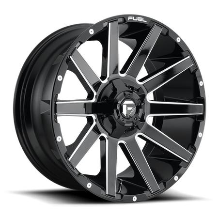 Fuel 1PC D615 CONTRA – 20X9 – 5X114.3/5X127 – 1 mm – GLOSS BLACK MILLED