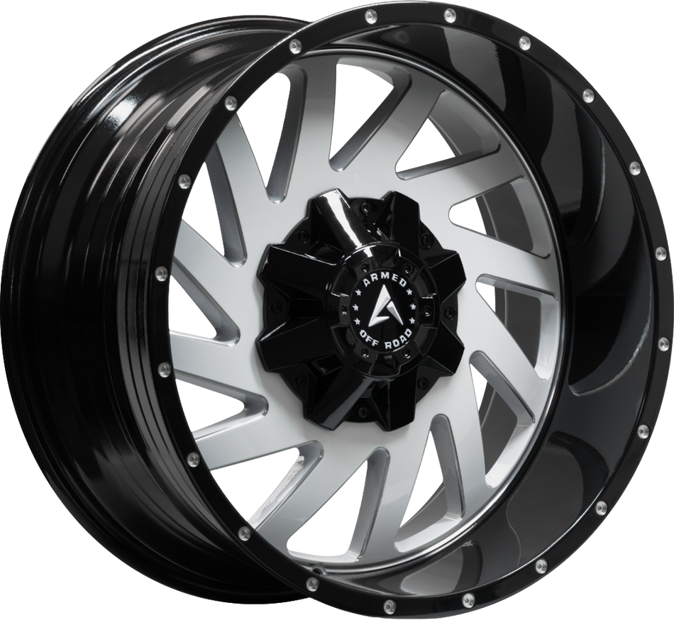 ARMED OFF-ROAD AGGRESSOR 108.1 20x10 6x135|6x139.7 -24 GLOSS WHITE MILLED BLACK LIP