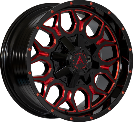 ARMED OFF-ROAD INFANTRY 78.1 20x12 5x127|5x139.7 -44 GLOSS BLACK RED MILLED