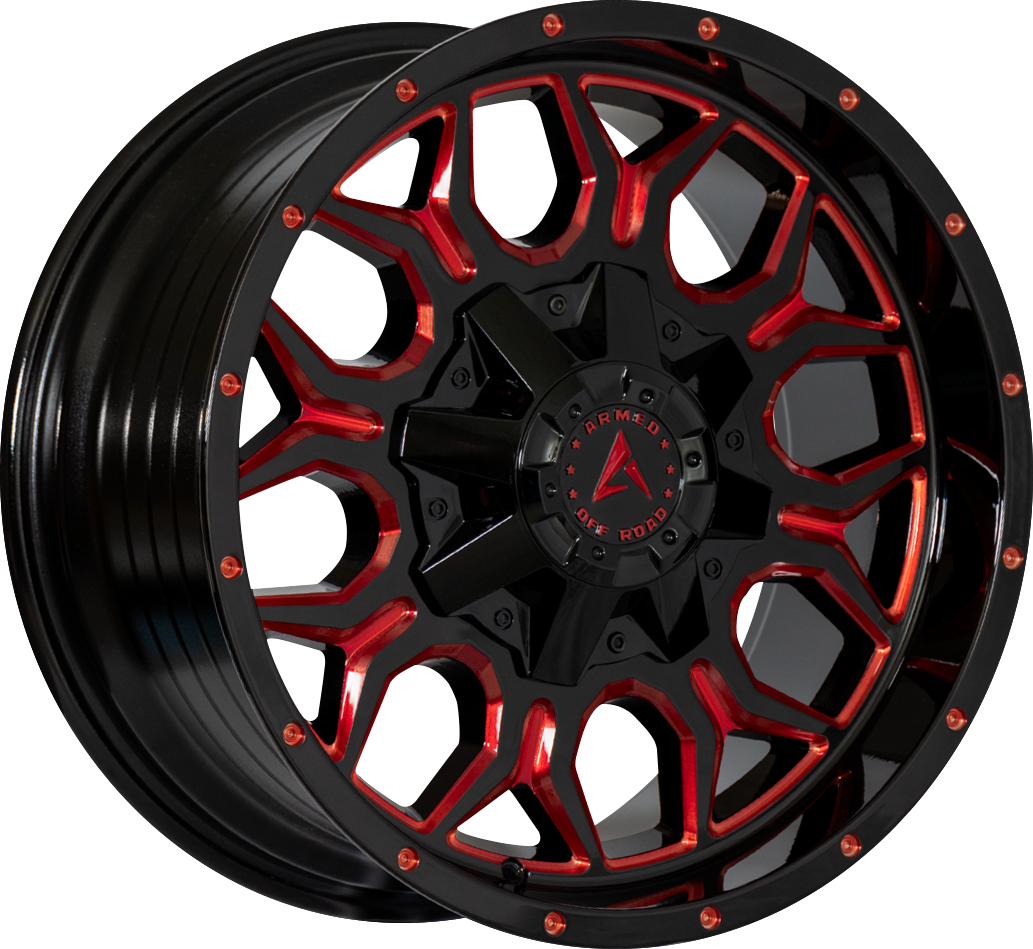 ARMED OFF-ROAD INFANTRY 78.1 18x9 5x127|5x139.7 12 GLOSS BLACK RED MILLED