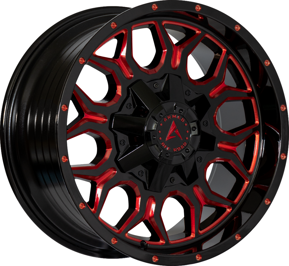 ARMED OFF-ROAD INFANTRY 125.1 20x10 8x165.1|8x180 -18 GLOSS BLACK RED MILLED