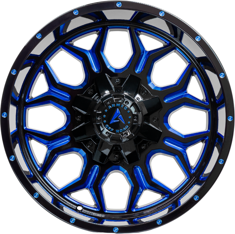 ARMED OFF-ROAD INFANTRY 78.1 20x12 5x127|5x139.7 -44 GLOSS BLACK BLUE MILLED