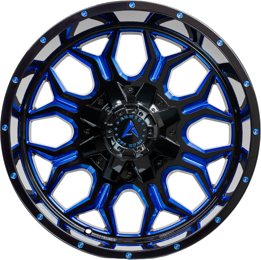 ARMED OFF-ROAD INFANTRY 110.1 20x12 5x139.7|5x150 -44 GLOSS BLACK BLUE MILLED
