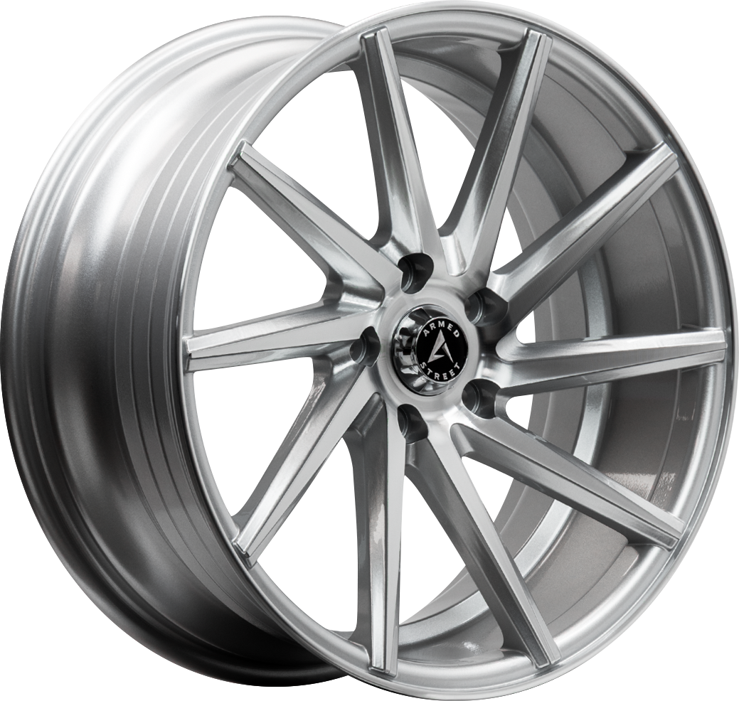 ARMED STREET .38 CAL 74.1 17x7.5 5x112|5x114.3 38 GLOSS SILVER MACHINED FACE