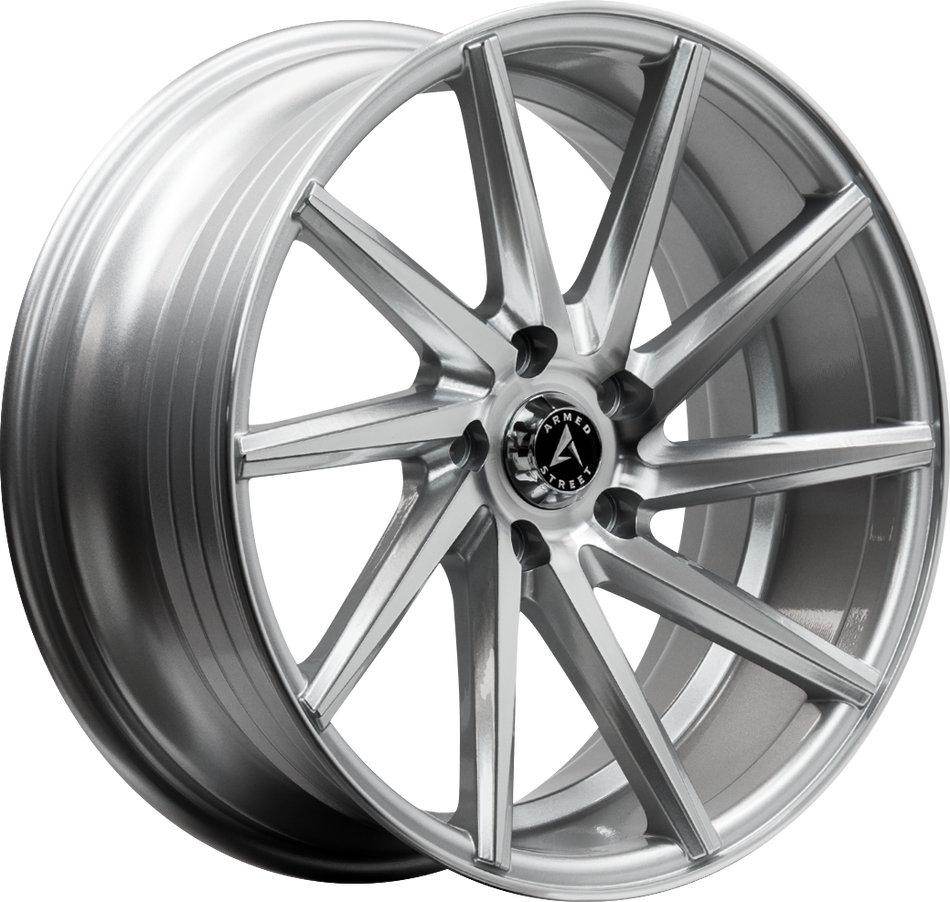 ARMED STREET .38 CAL 74.1 17x7.5 5x112|5x114.3 38 GLOSS SILVER MACHINED FACE