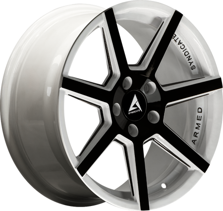 ARMED SYNDICATE ASSASSIN 74.1 19x8.5 5x112|5x114.3 32 WHITE MACHINED + MILLED + BLACK