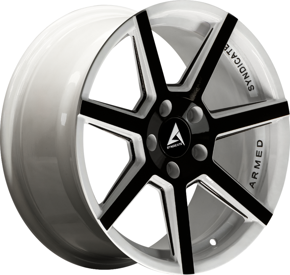 ARMED SYNDICATE ASSASSIN 74.1 19x8.5 5x112|5x114.3 32 WHITE MACHINED + MILLED + BLACK