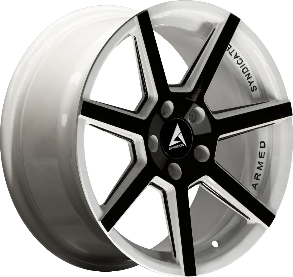 ARMED SYNDICATE ASSASSIN 74.1 18x8 5x112|5x114.3 35 WHITE MACHINED + MILLED + BLACK