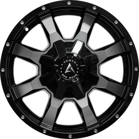 ARMED OFF-ROAD FRONTLINE 125.1 20x9 8x165.1|Blank 12 GLOSS BLACK MACHINED FACE