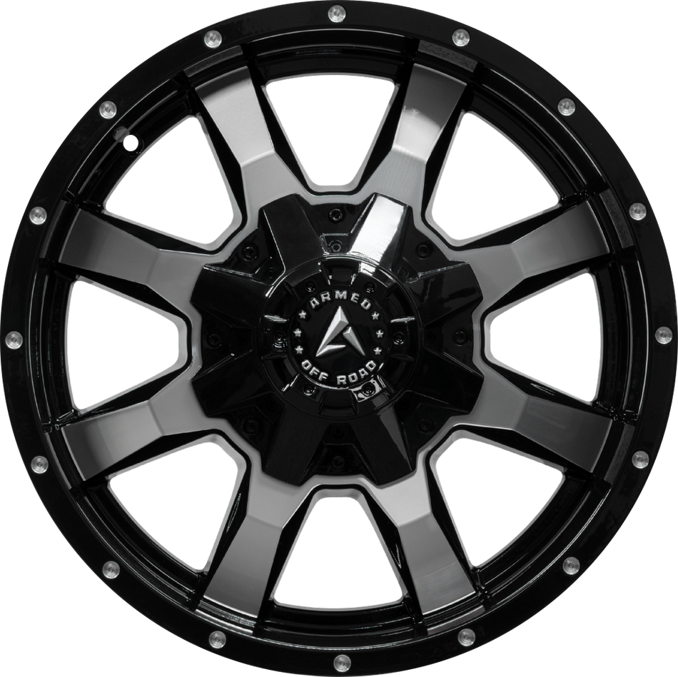 ARMED OFF-ROAD FRONTLINE 125.1 20x9 8x165.1|Blank 12 GLOSS BLACK MACHINED FACE