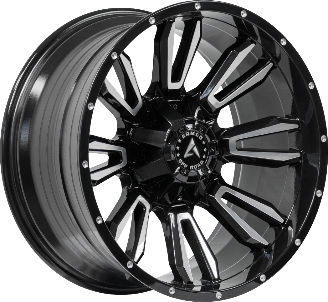 ARMED OFF-ROAD DAGGER 78.1 20x10 5x127|5x139.7 -24 GLOSS BLACK MACHINED FACE