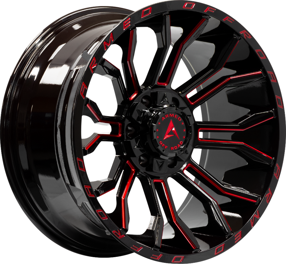 ARMED OFF-ROAD HAVOC 108.1 20x12 6x135|6x139.7 -44 GLOSS BLACK MILLED + RED