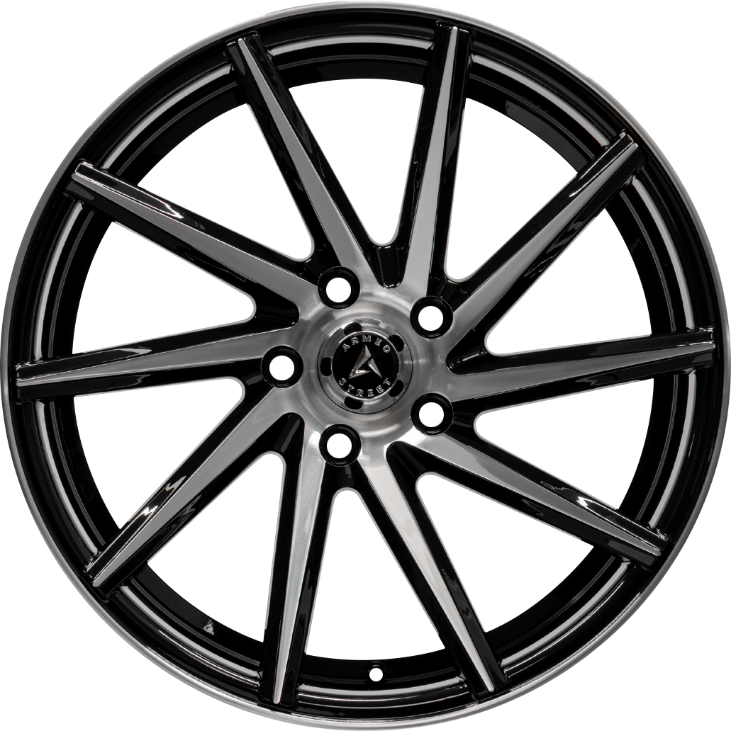 ARMED STREET .38 CAL 74.1 18x8 5x112|5x114.3 35 GLOSS BLACK MACHINED FACE