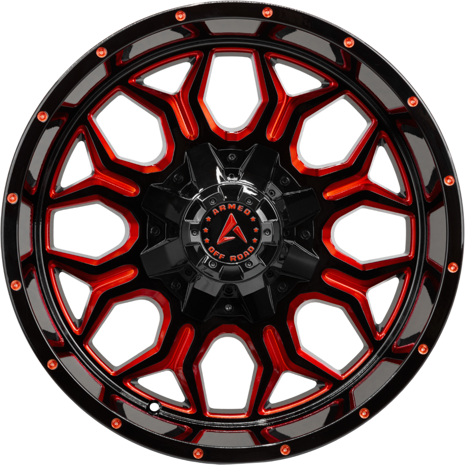 ARMED OFF-ROAD INFANTRY 78.1 20x12 5x127|5x139.7 -44 GLOSS BLACK RED MILLED