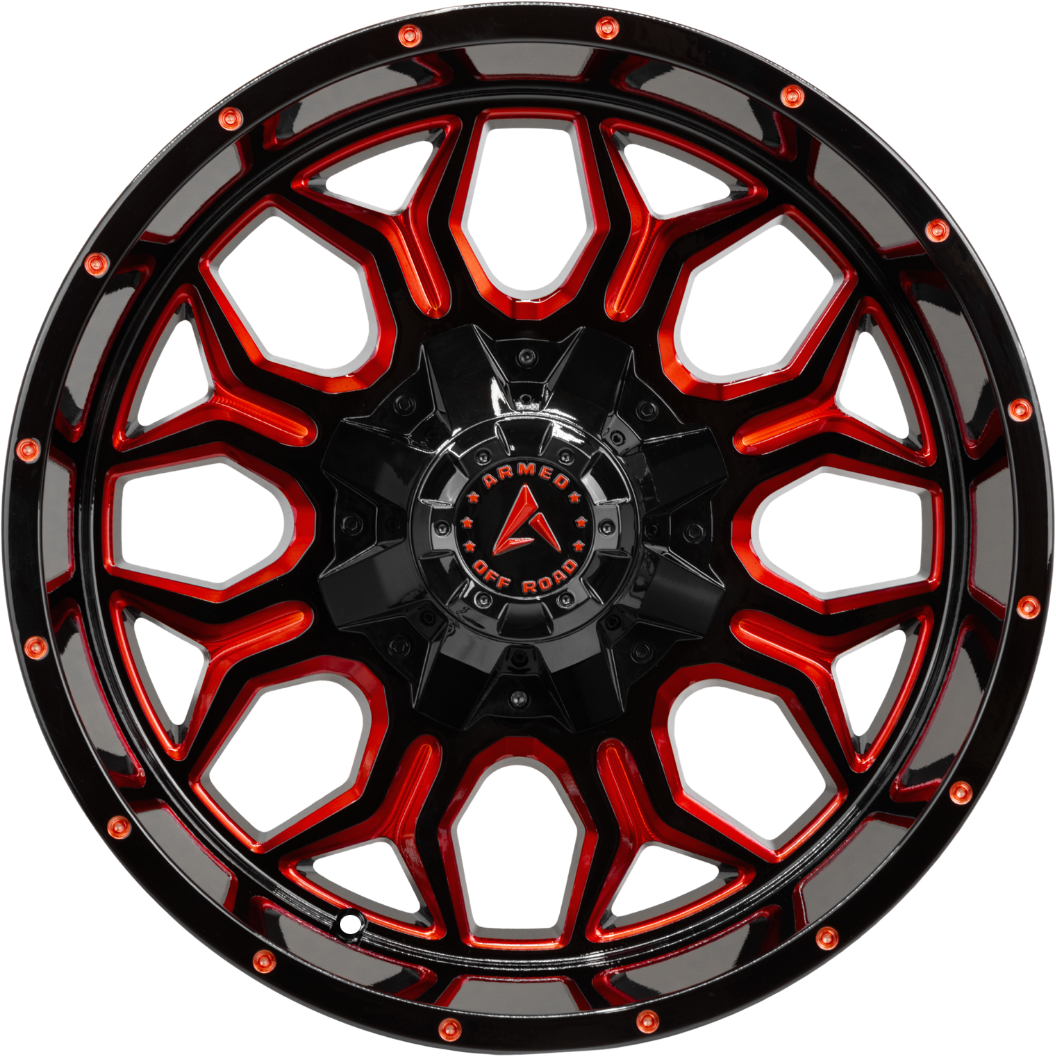 ARMED OFF-ROAD INFANTRY 125.1 18x9 8x165.1|8x170 12 GLOSS BLACK RED MILLED