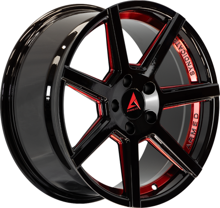 ARMED SYNDICATE ASSASSIN 74.1 20x9 5x108|5x110 32 GLOSS BLACK + RED
