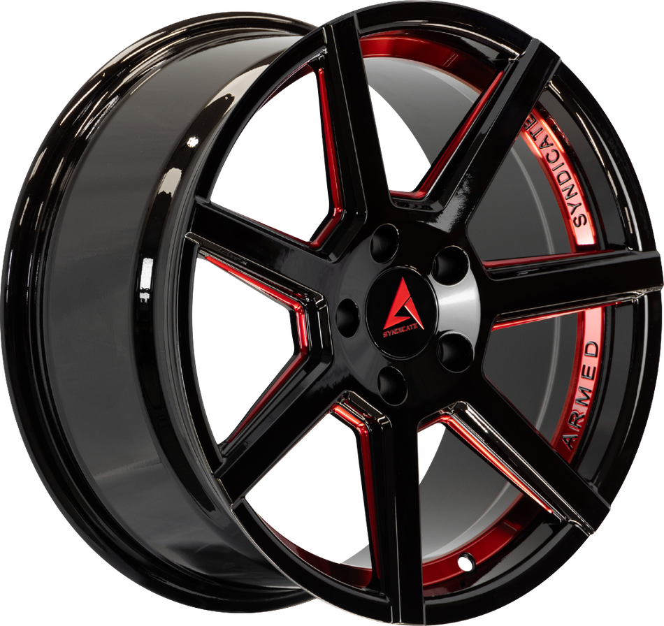 ARMED SYNDICATE ASSASSIN 74.1 19x8.5 5x127 30 GLOSS BLACK + RED