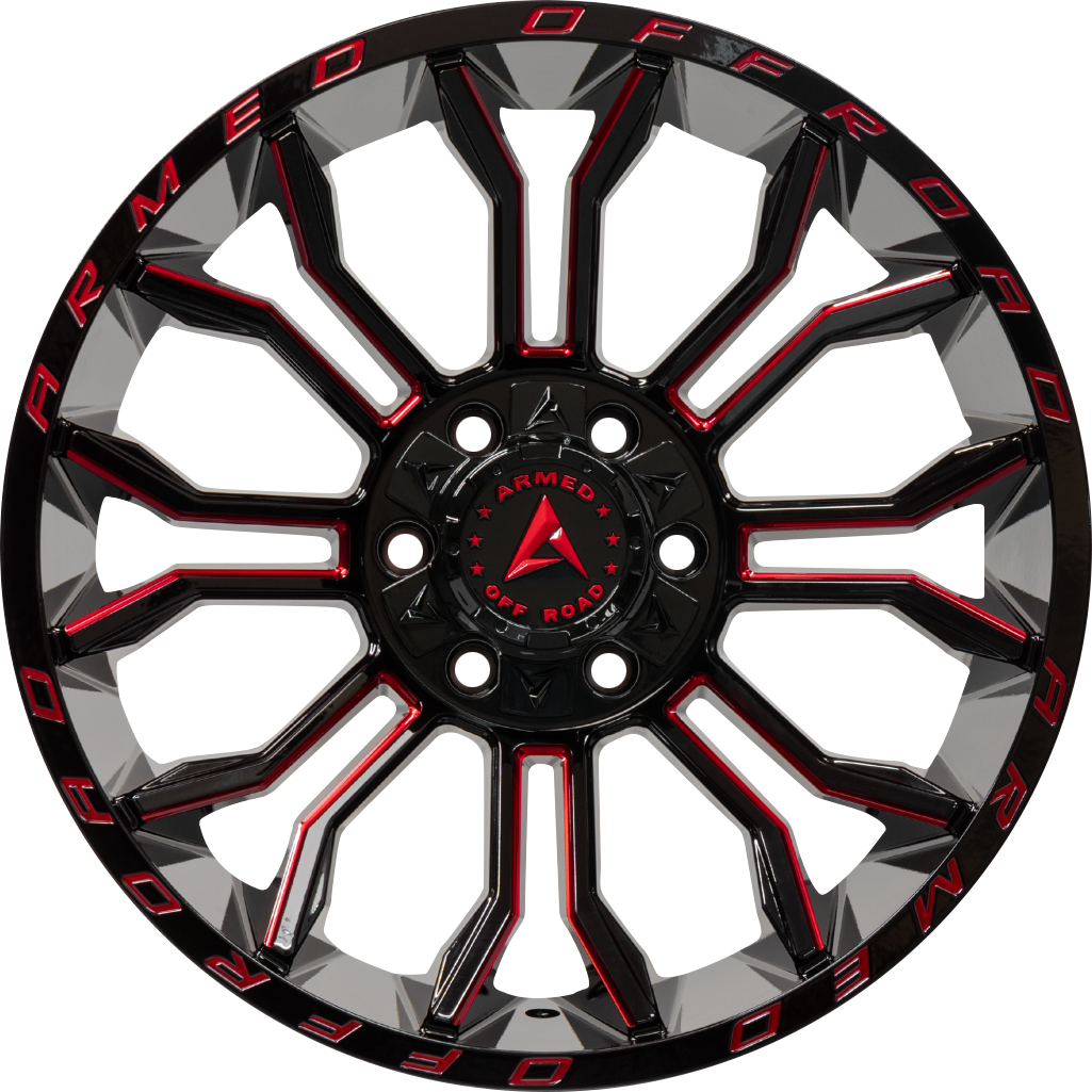 ARMED OFF-ROAD HAVOC 78.1 20x12 5x127|5x139.7 -44 GLOSS BLACK MILLED + RED